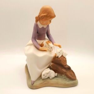 Golden Memories Vintage Figurine Girl with Bunnies 1991 Lladro Daisa Spa…